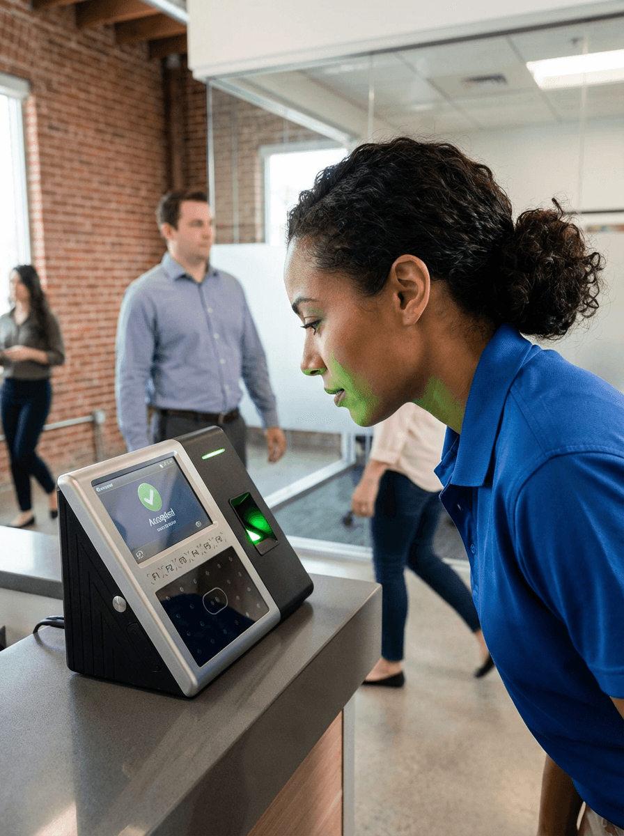 Employee using MCS time tracking system