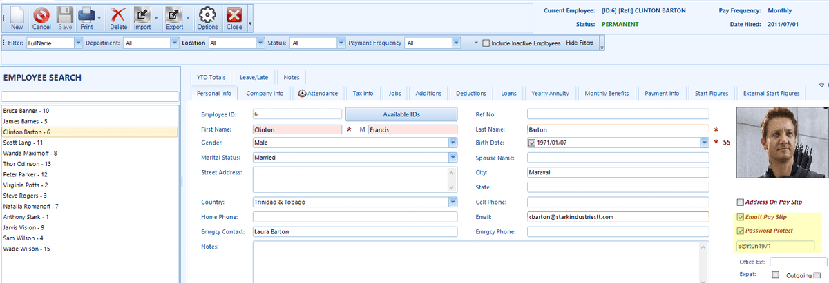 MicroHR Employee Profile